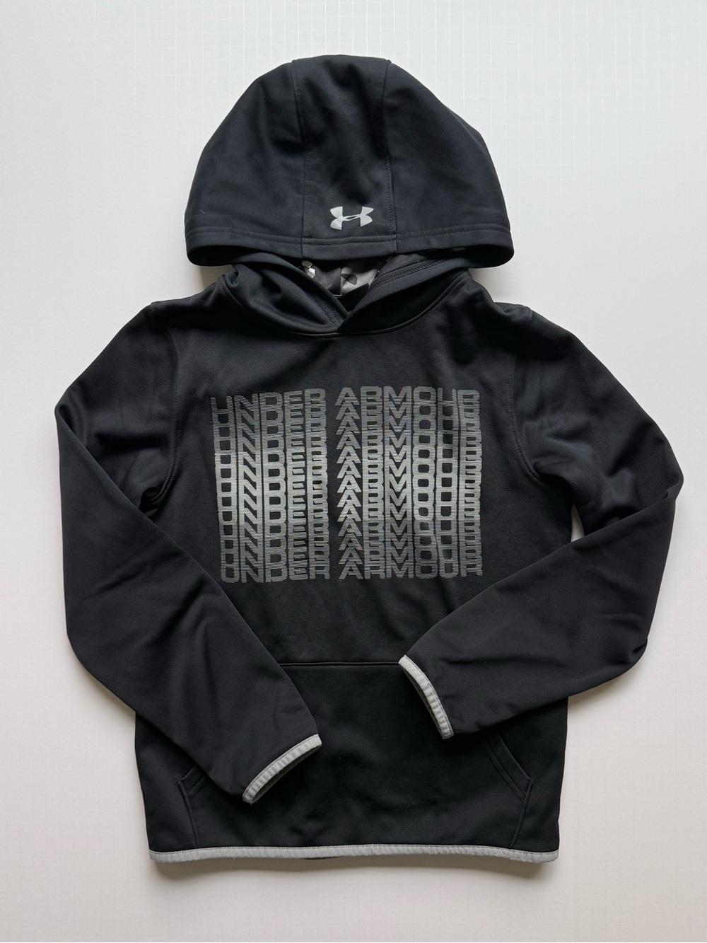 Under Armour Kids Black Hooded Zip-Up Sweatshirt with Logo